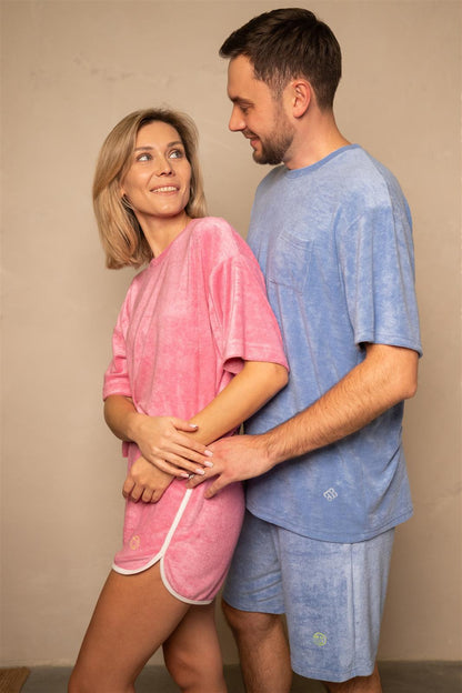 Blau Grau Frottee Oversized TShirt