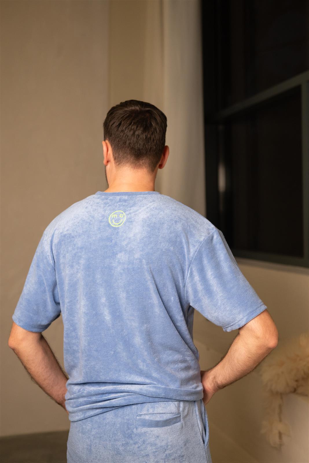 Blau Grau Frottee Oversized TShirt