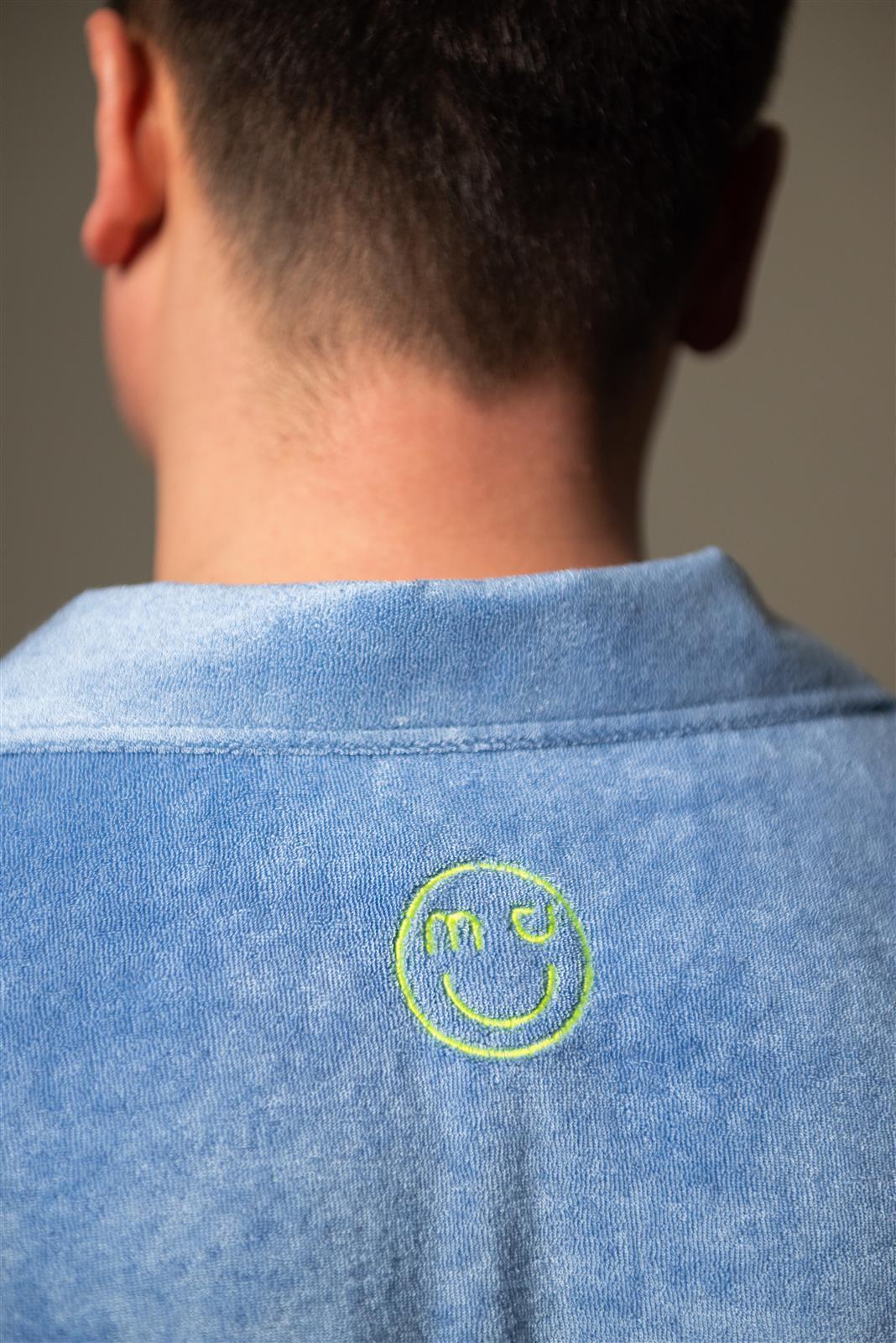 Blau Grau Frottee Polo