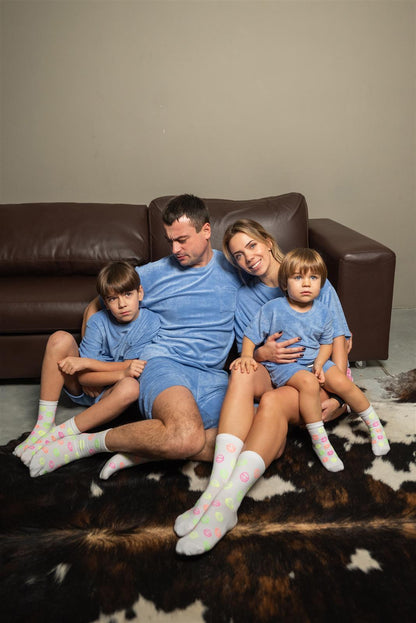 Blau Grau Frottee Oversized TShirt