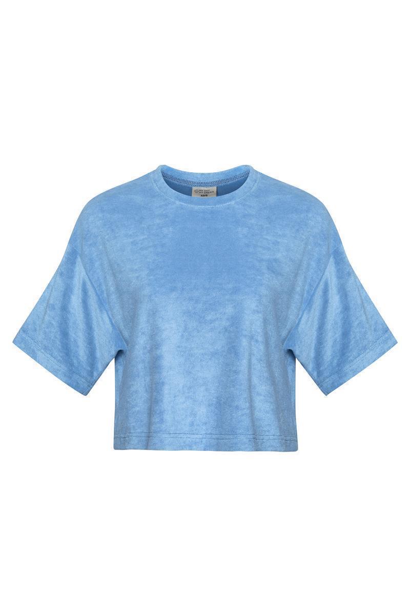 Blau Grau Frottee Crop TShirt