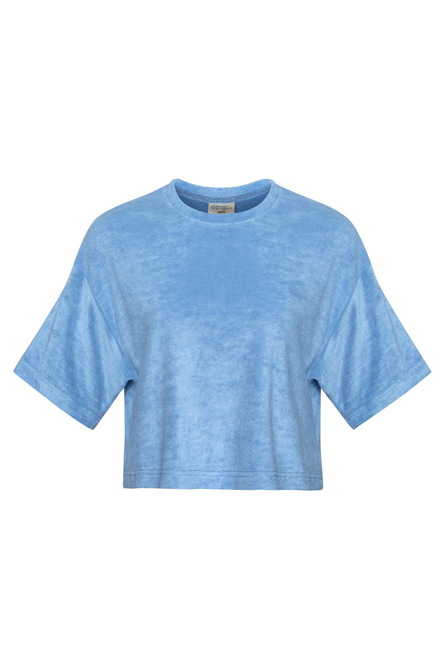 Blau Grau Frottee Crop TShirt