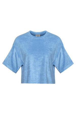 Blau Grau Frottee Crop TShirt