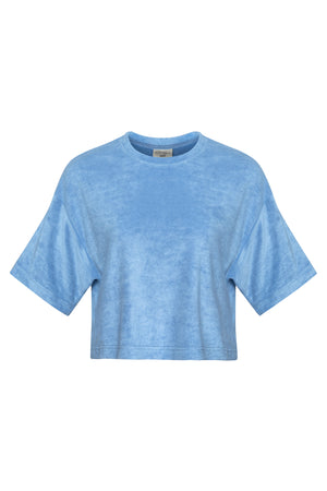Blau Grau Frottee Crop TShirt