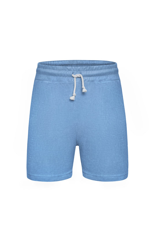 Blau Grau Frottee Shorts Long