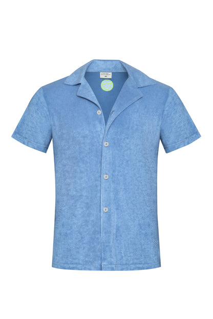 Blau Grau Frottee Hemd