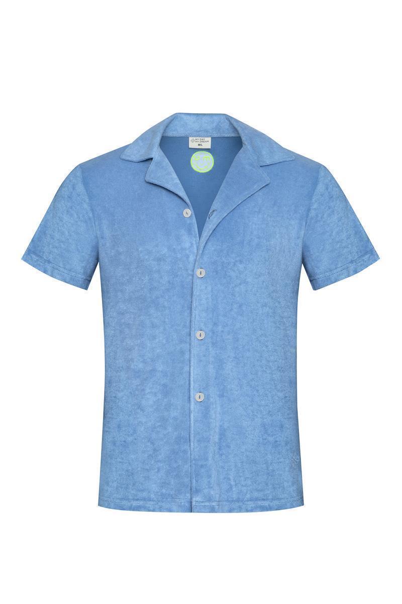 Blau Grau Frottee Hemd