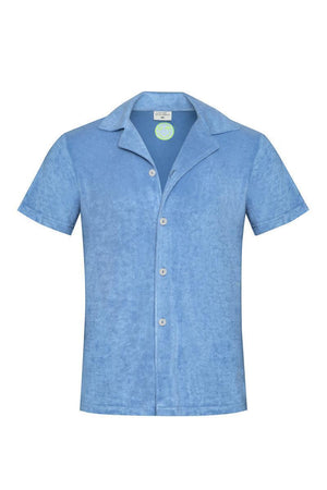 Blau Grau Frottee Hemd