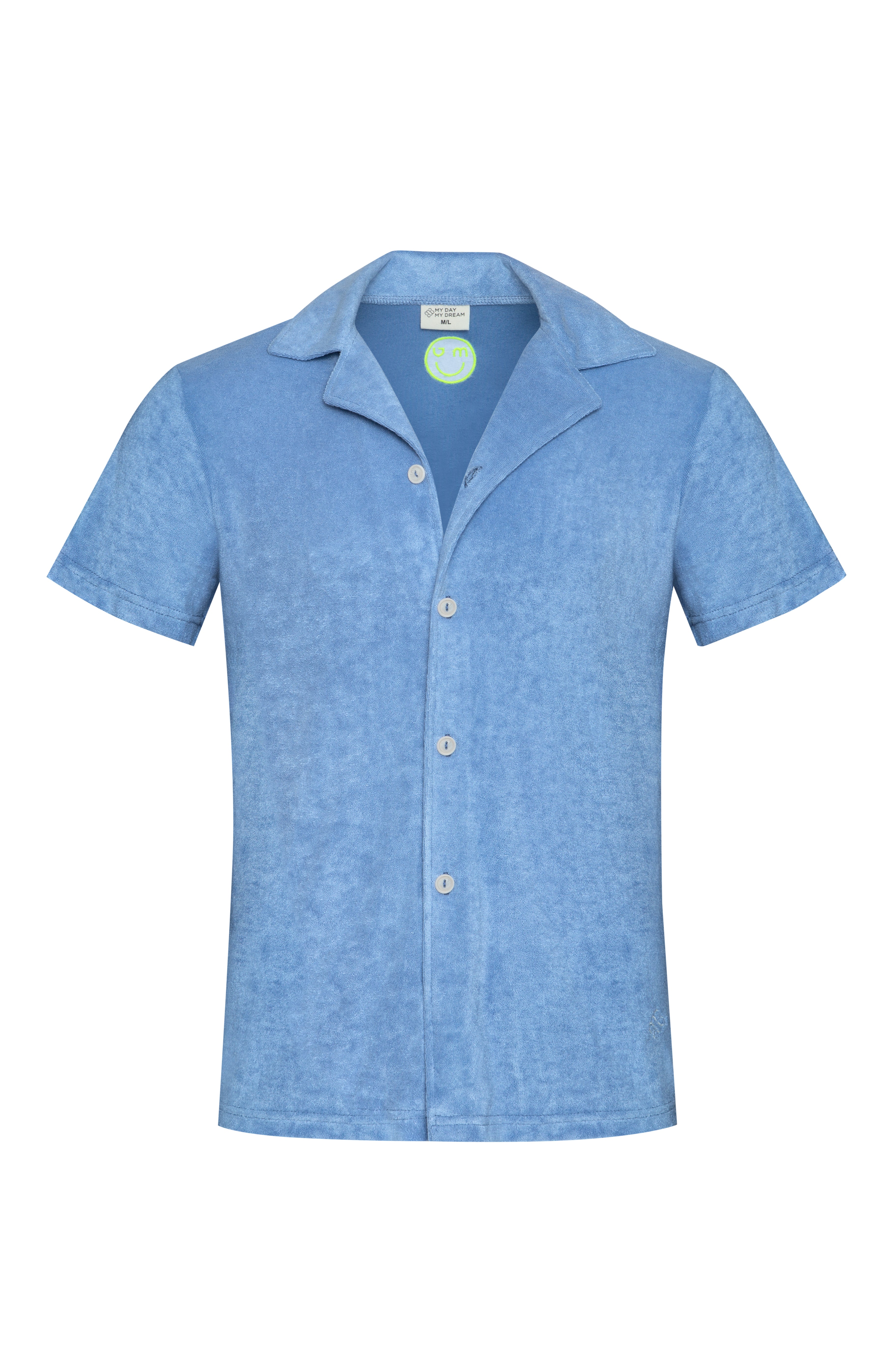 Blau Grau Frottee Hemd